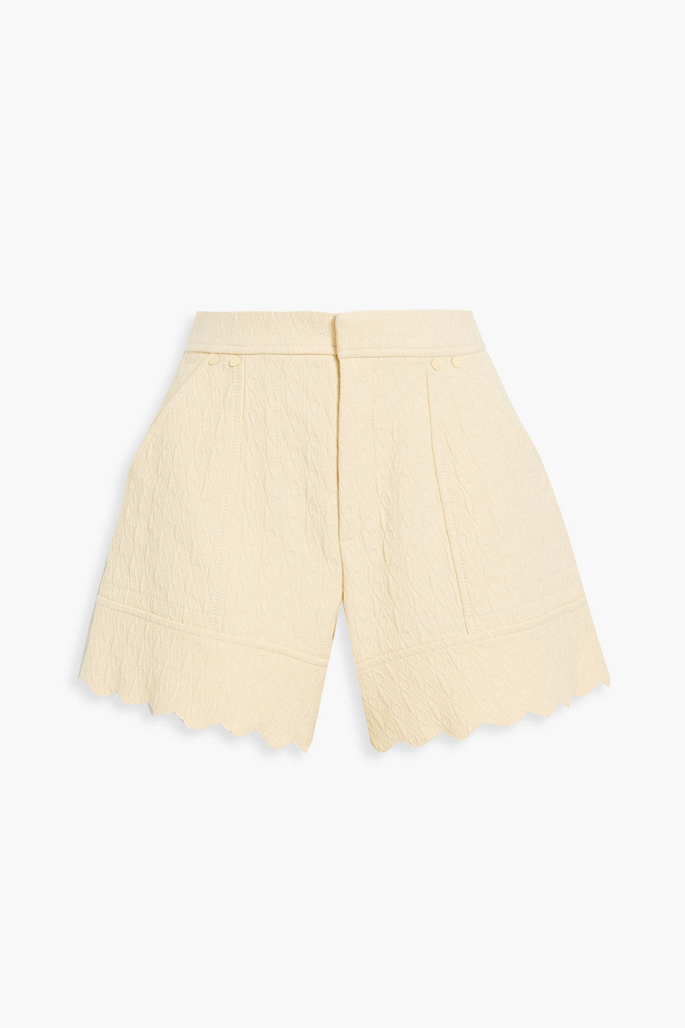 Chloé Scalloped cotton-matelassé shorts