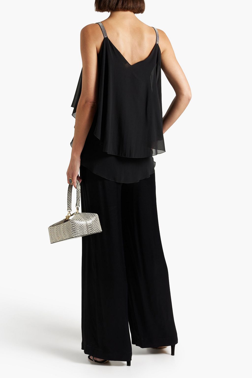 FABIANA FILIPPI Bead-embellished layered stretch-silk  top