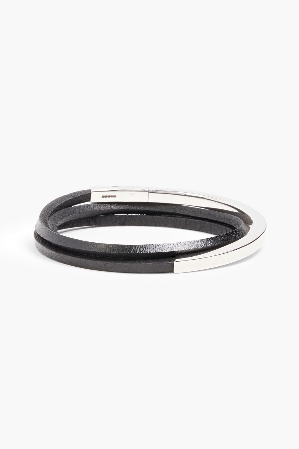 TATEOSSIAN Rhodium-plated sterling silver and leather bracelet