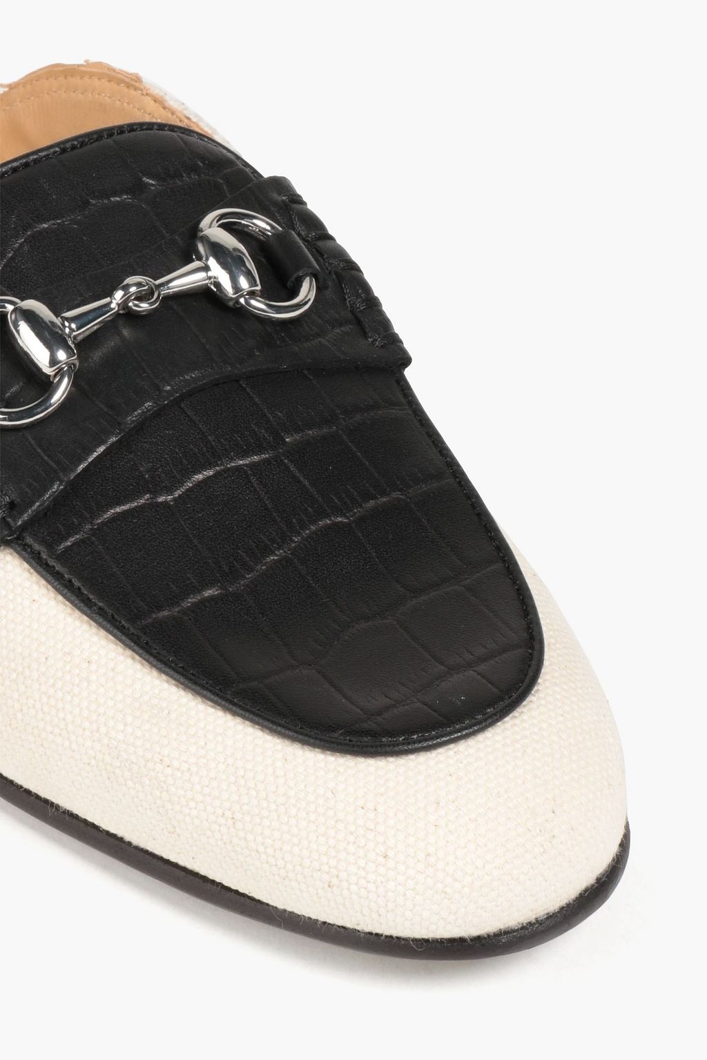 G.H. BASS & CO Croc-effect leather and canvas slippers