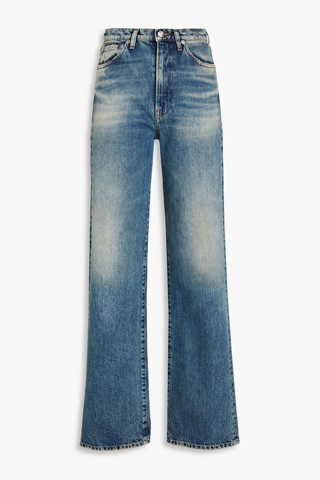 Faded high-rise straight-leg jeans