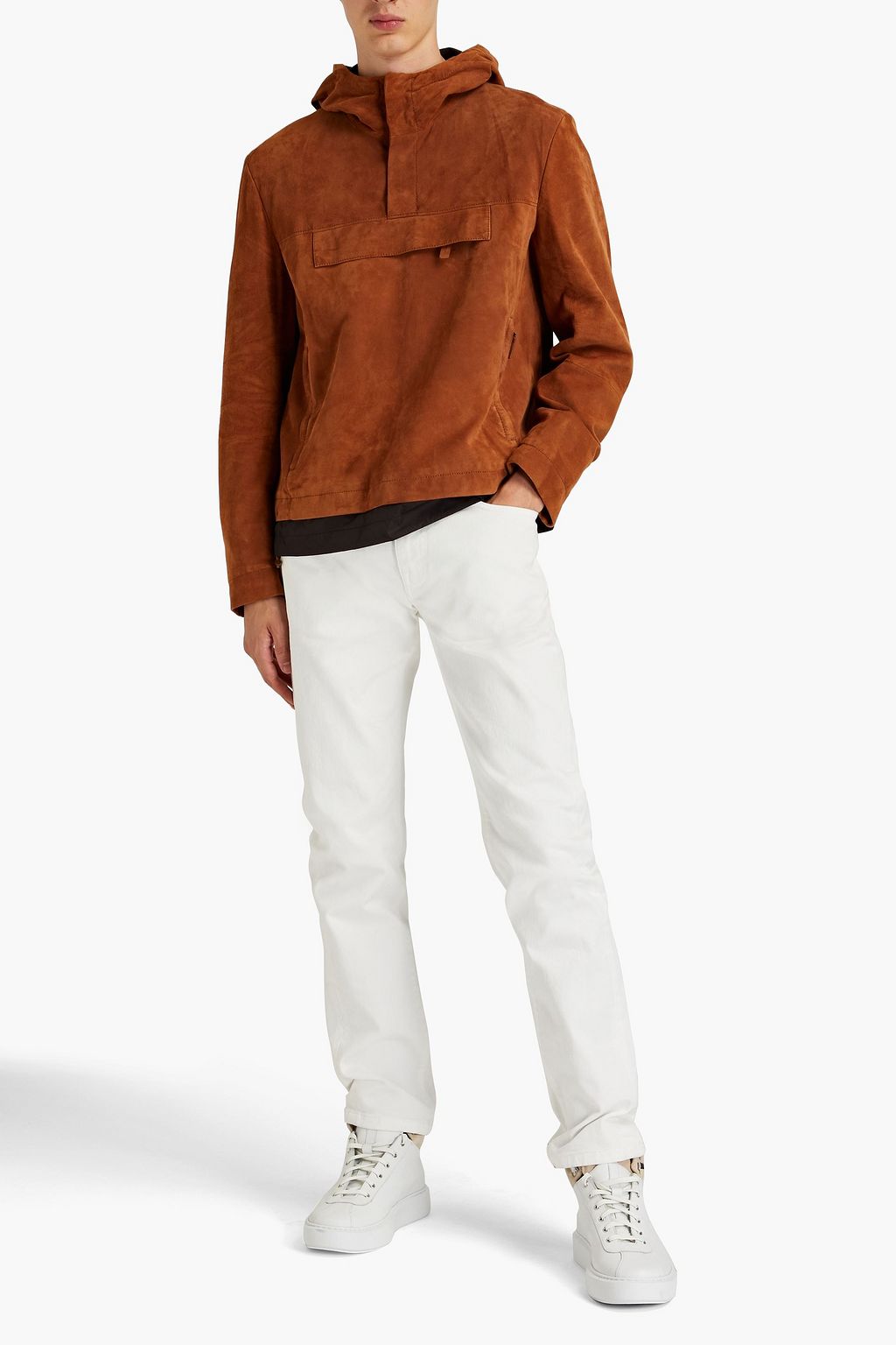 DOLCE & GABBANA Shell-trimmed suede jacket