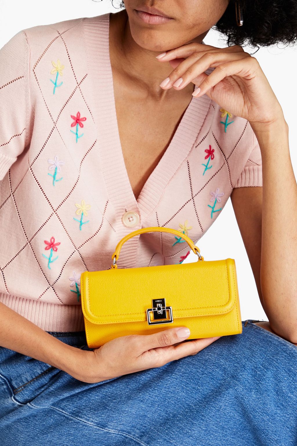 FURLA Villa Mini pebbled-leather tote