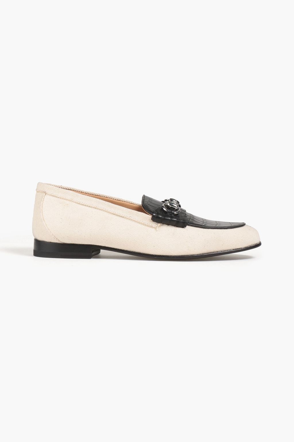 G.H. BASS & CO Lucille croc-effect leather and canvas loafers | THE OUTNET