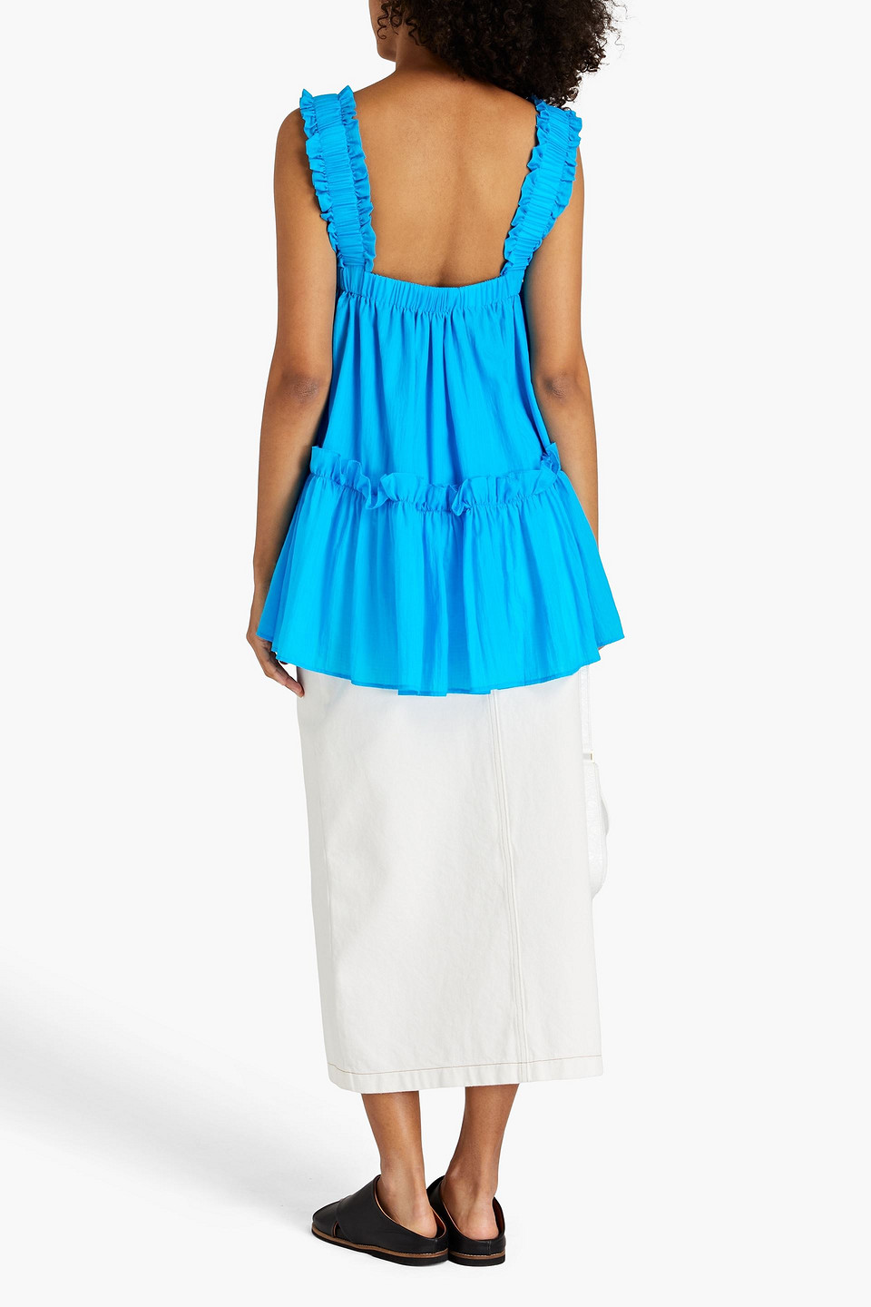 BRØGGER OLIVE RUFFLED SHELL TOP