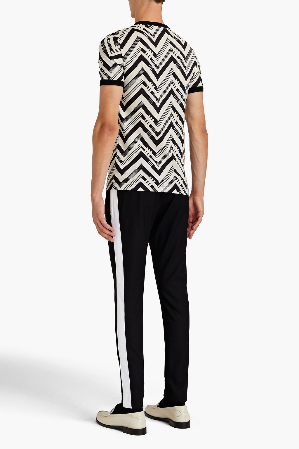 DOLCE&GABBANA Skinny-fit striped wool-blend track pants