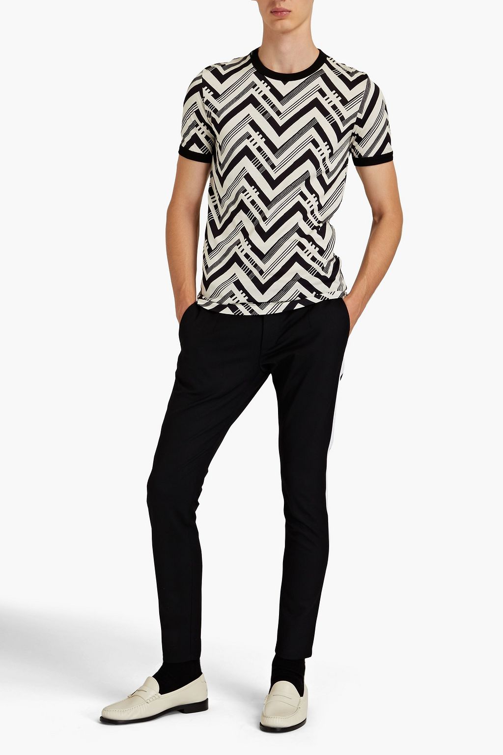DOLCE&GABBANA Skinny-fit striped wool-blend track pants