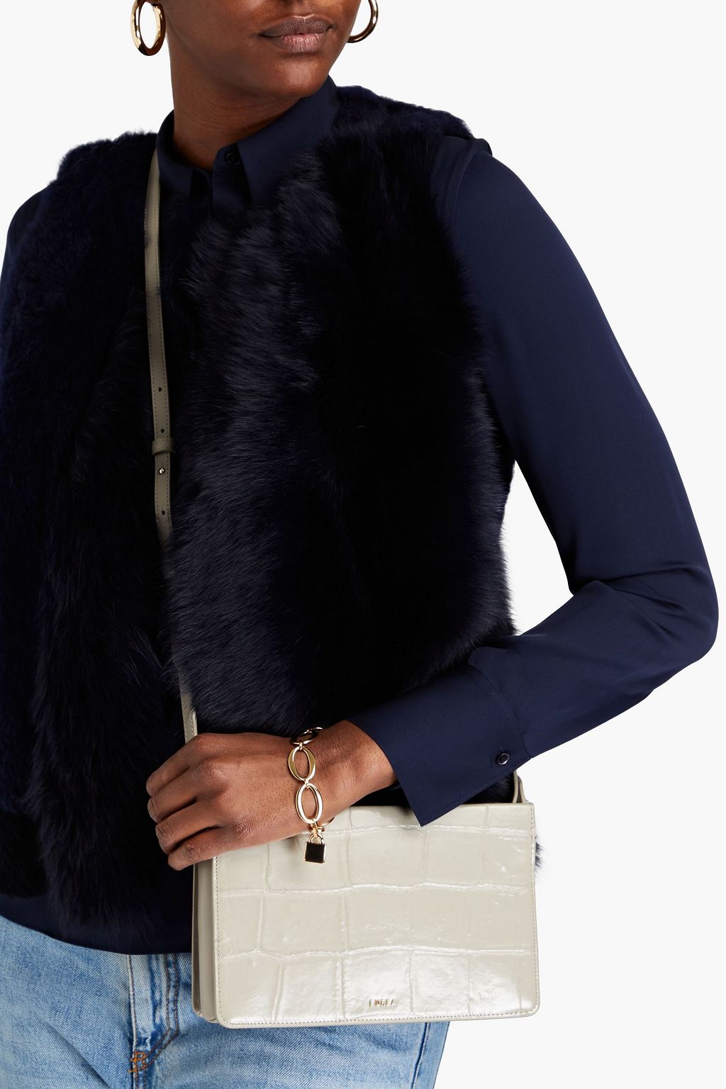 FURLA Babylon Mini croc-effect leather shoulder bag