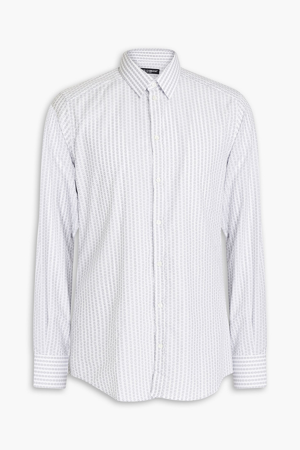 dolce & gabbana - slim-fit cotton-jacquard shirt - gray - eu 38