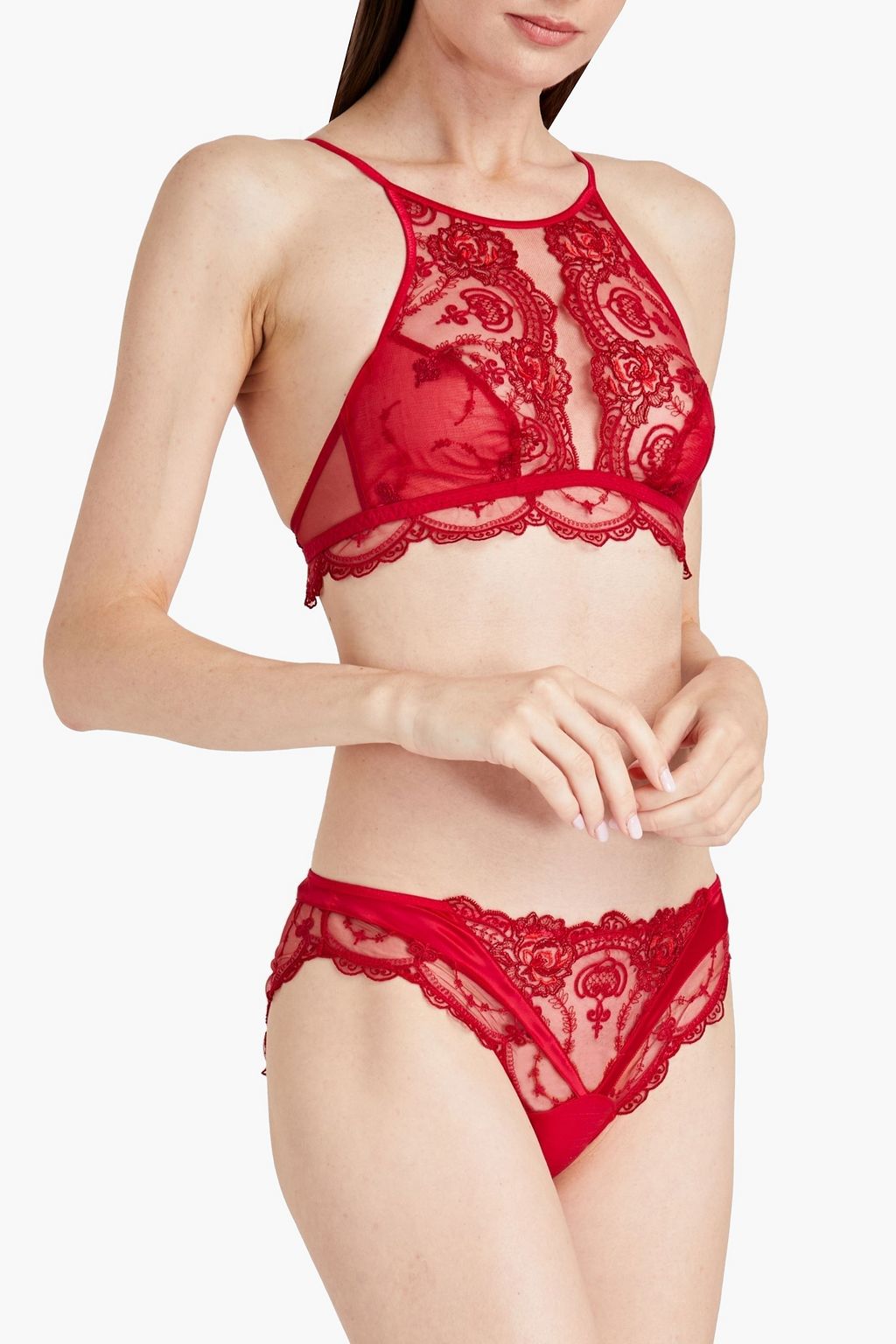 LISE CHARMEL Tellement Glamour embroidered stretch-tulle bra
