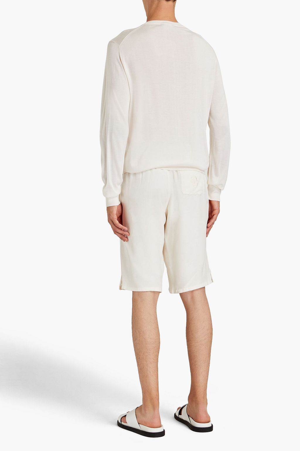 DOLCE & GABBANA Logo-embroidered silk-jacquard shorts