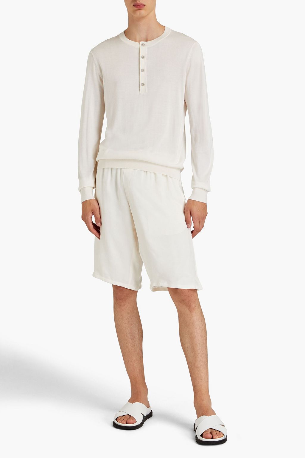 DOLCE & GABBANA Logo-embroidered silk-jacquard shorts