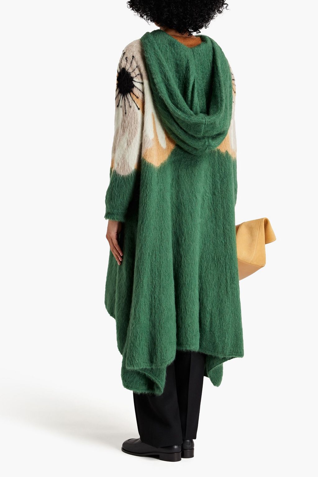 VALENTINO GARAVANI Jacquard-knit mohair-blend hooded coat