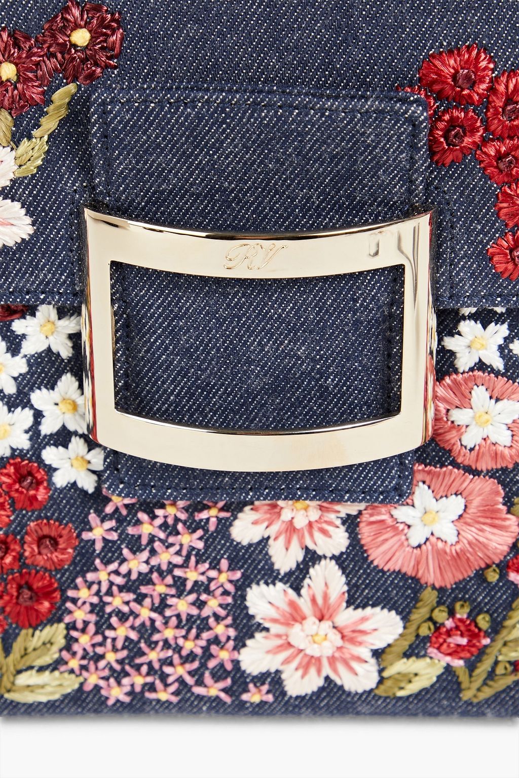 ROGER VIVIER Viv' Cabas embroidered denim tote