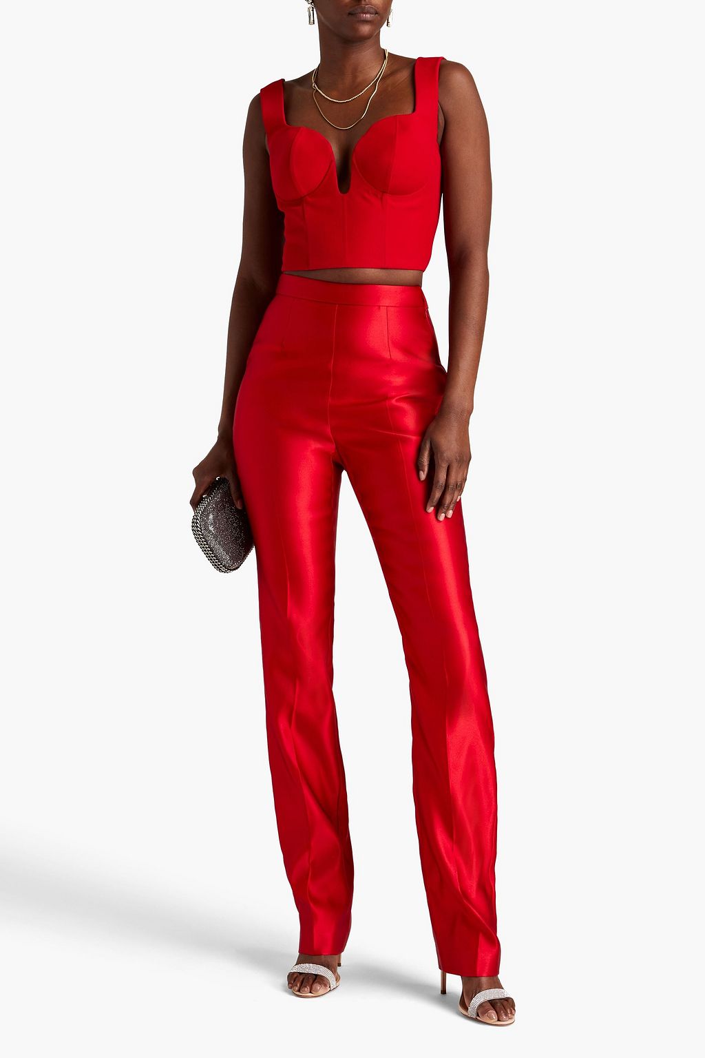 MCQUEEN Duchesse silk-satin slim-leg pants