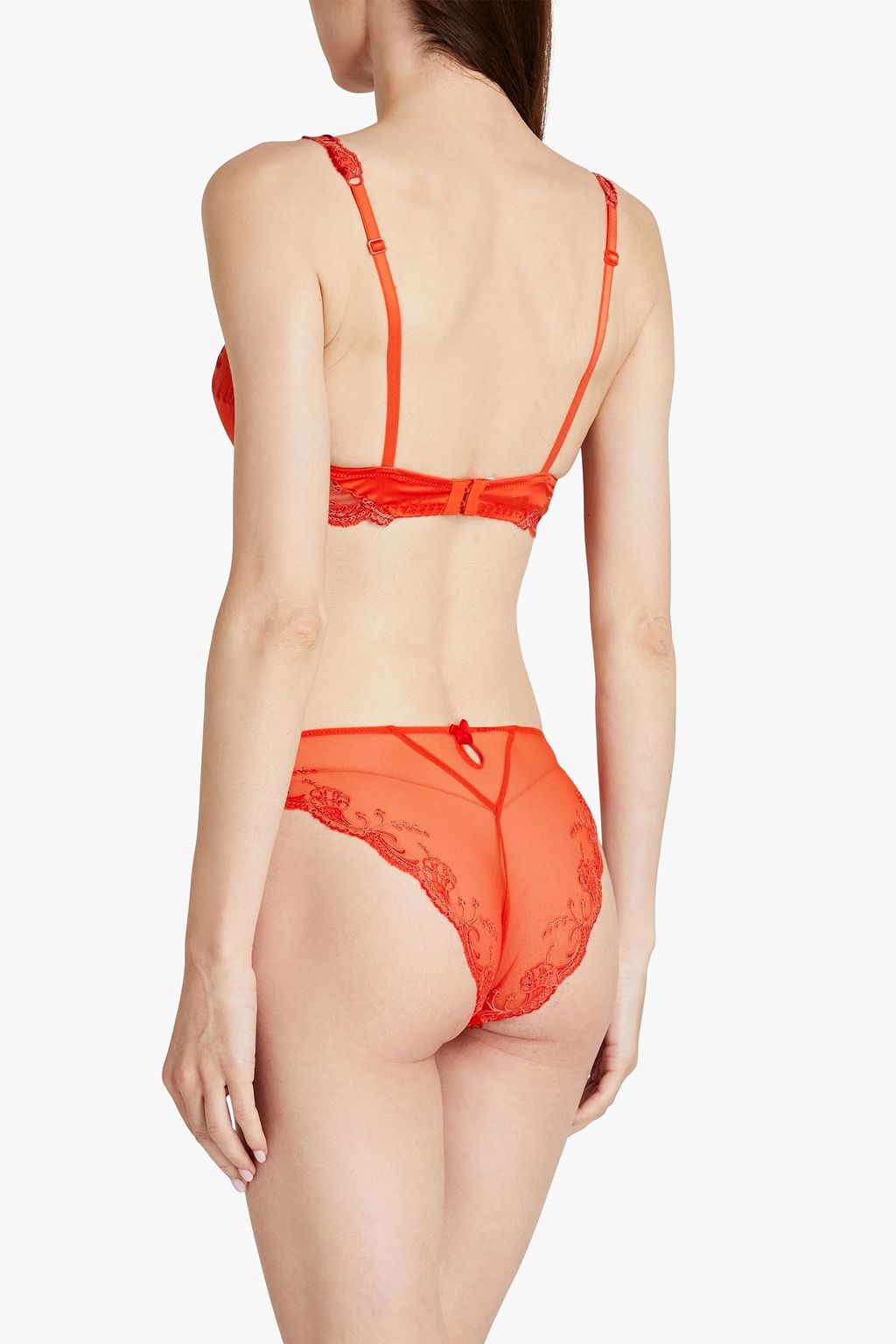 LISE CHARMEL Splendeur Azur embroidered satin-paneled tulle low-rise briefs