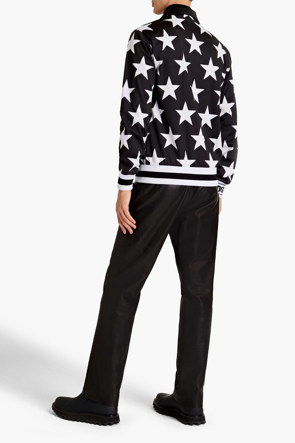 DOLCE & GABBANA Flocked printed organic silk-crepe zip-up track jacket