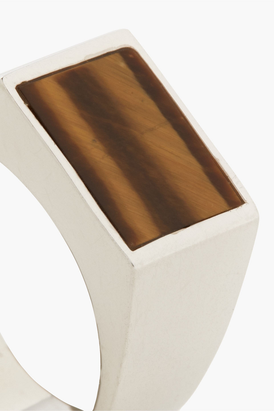 Tateossian Silver-tone Stone Ring In Brown