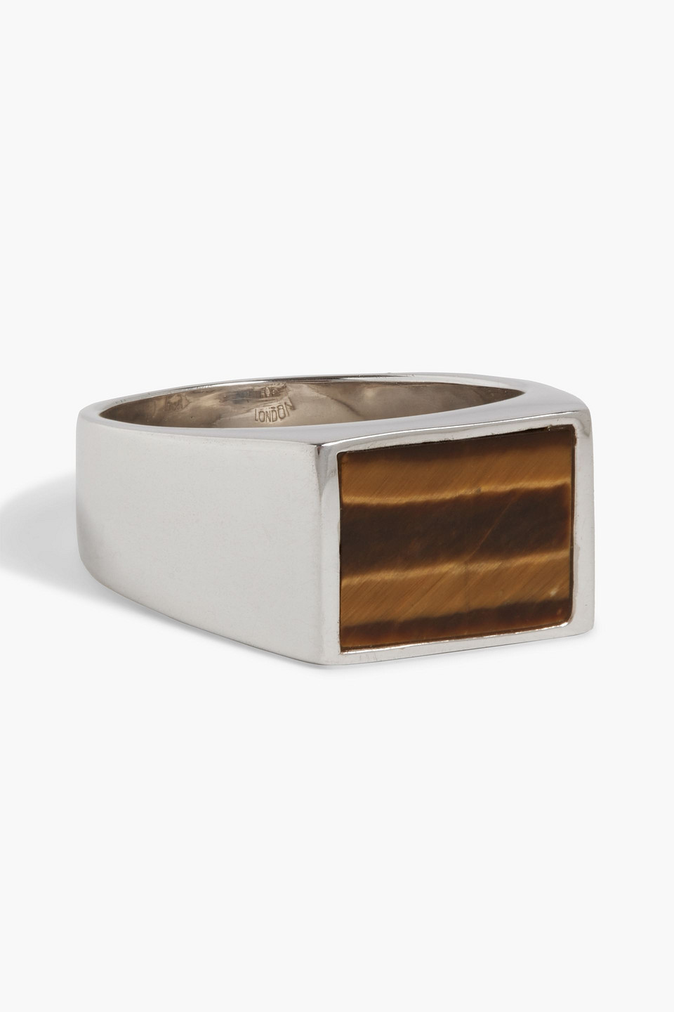 Tateossian Silver-tone Stone Ring In Brown