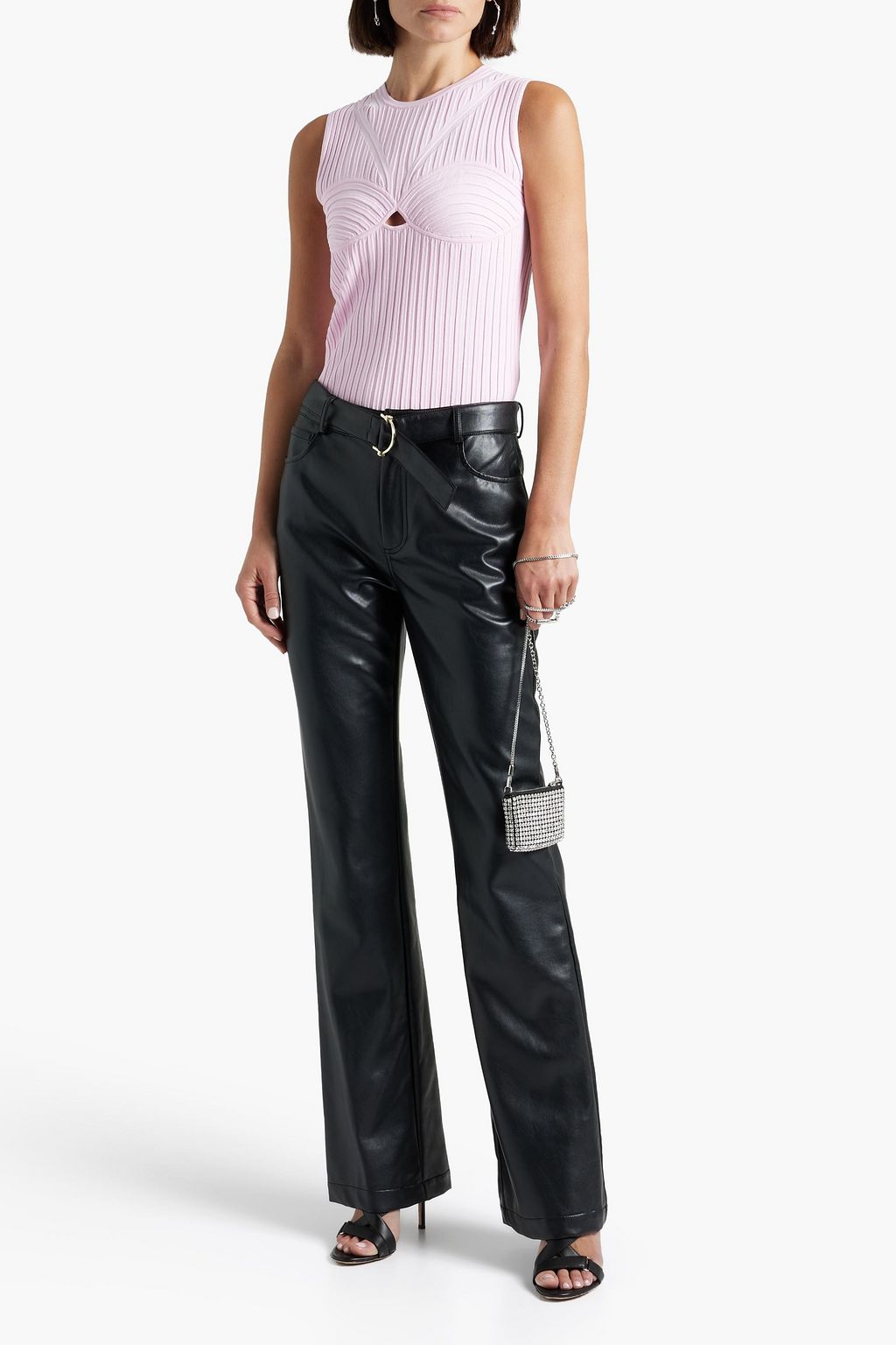 HELMUT LANG Cutout ribbed jersey top