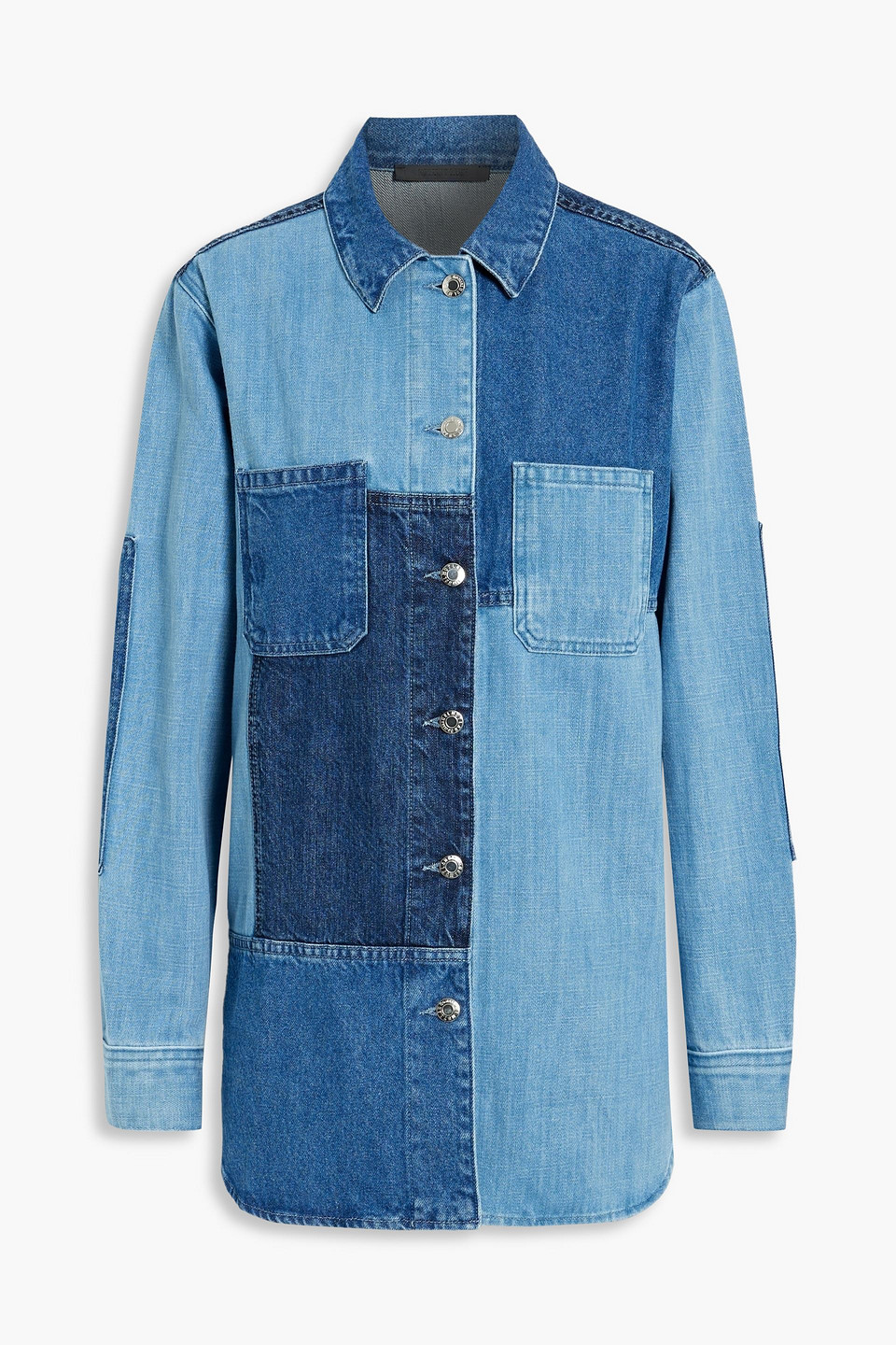 Helmut Lang Patchwork-effect Denim Shirt In Indigo