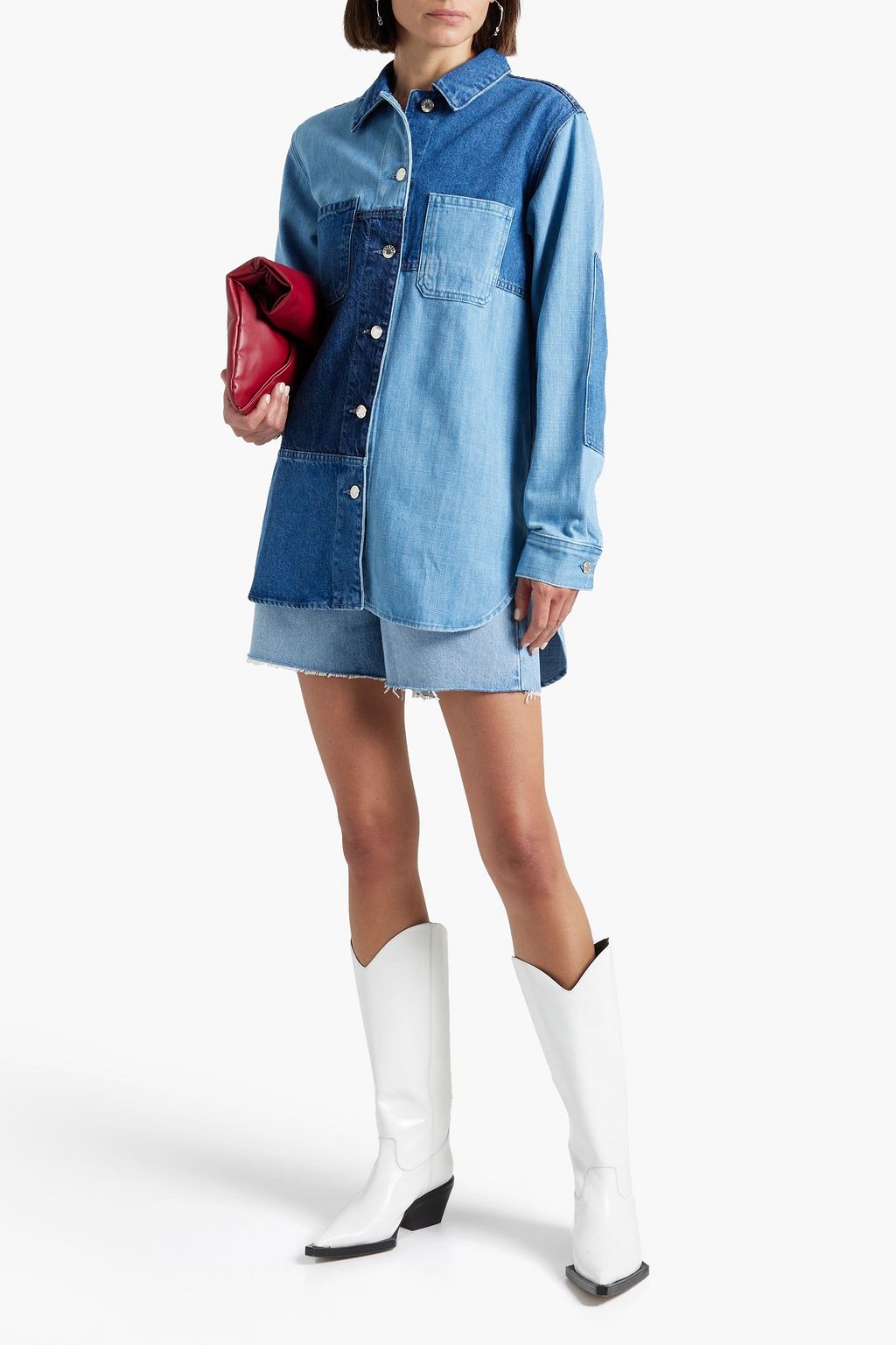 HELMUT LANG Patchwork-effect denim shirt
