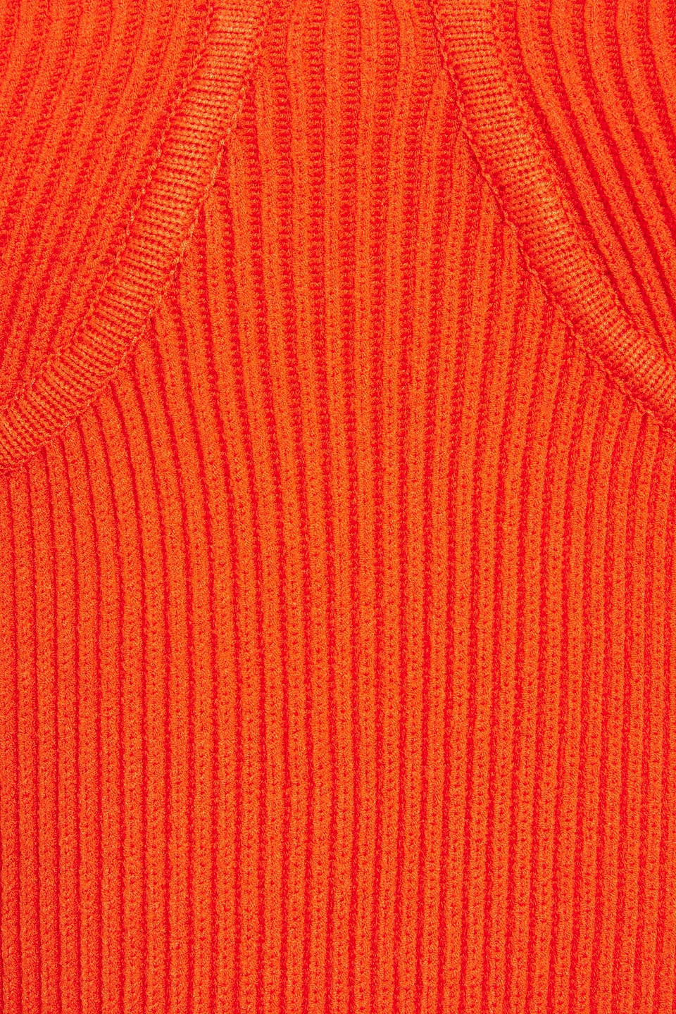 Shop Helmut Lang Off-the-shoulder Ribbed-knit Mini Dress In Orange