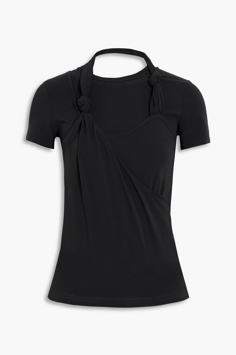 Helmut Lang Knotted Stretch-cotton Jersey Top In Black