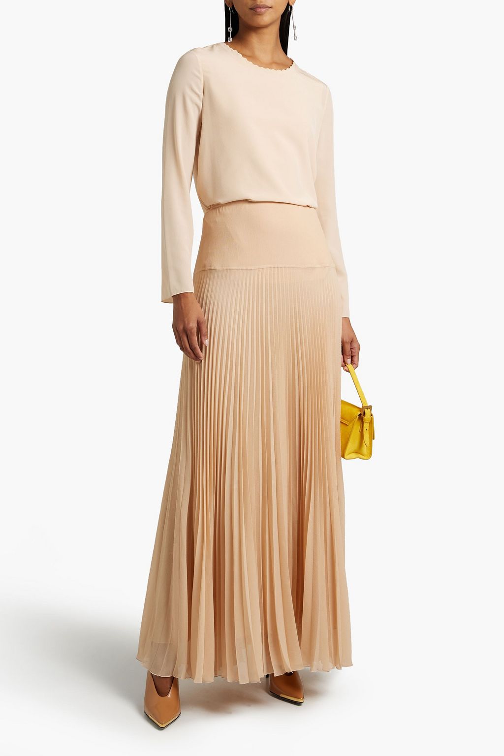 CHLOÉ Pleated crepon maxi skirt