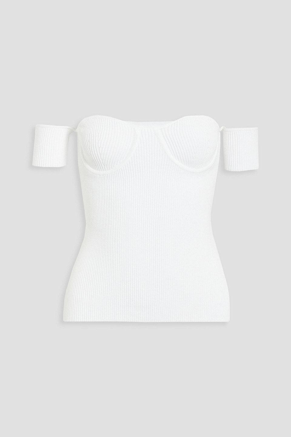 Helmut Lang Off-the-shoulder Ribbed-knit Top In White