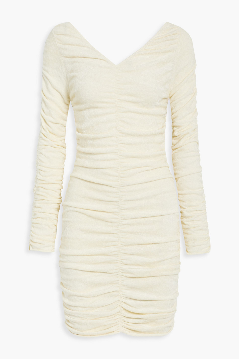 Helmut Lang Ruched Mini Dress In Ecru