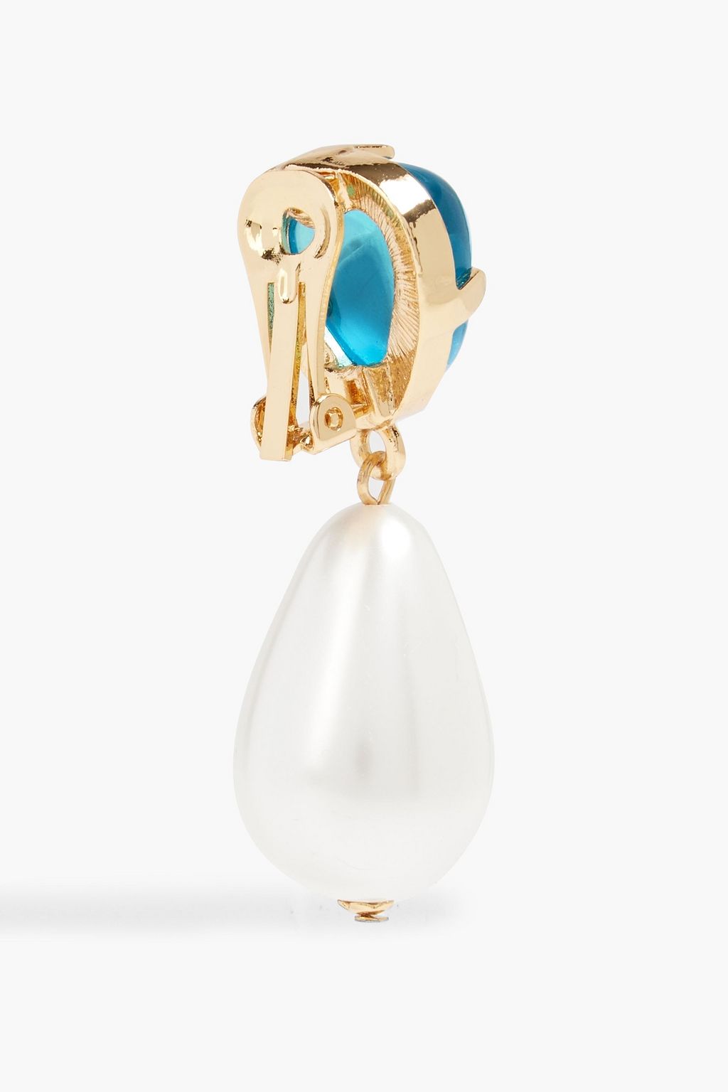 KENNETH JAY LANE Gold-tone, faux pearl and stone clip earrings