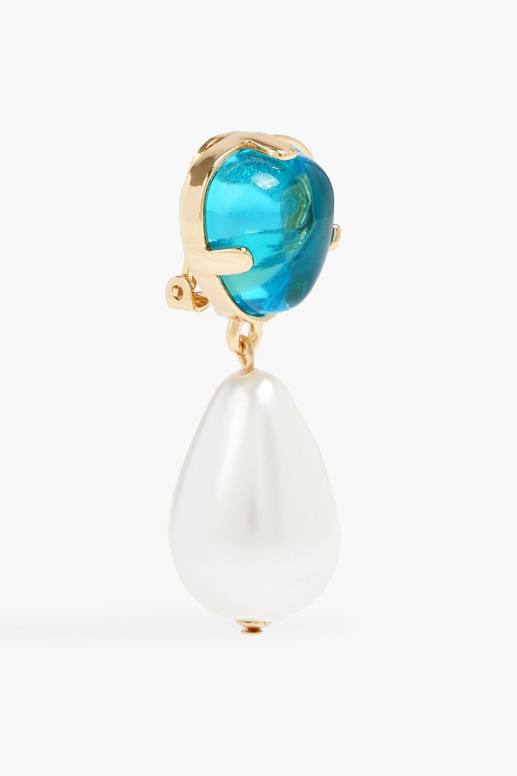 KENNETH JAY LANE Gold-tone, faux pearl and stone clip earrings