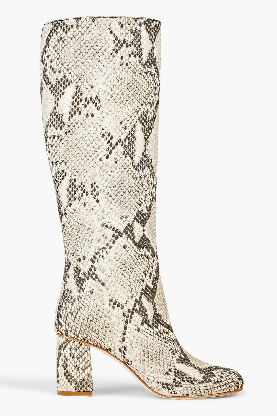 Red Valentino Snake-effect Leather Knee Boots In Animal Print