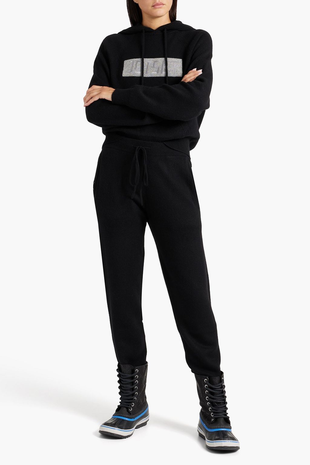 JETSET Appliquéd cashmere track pants