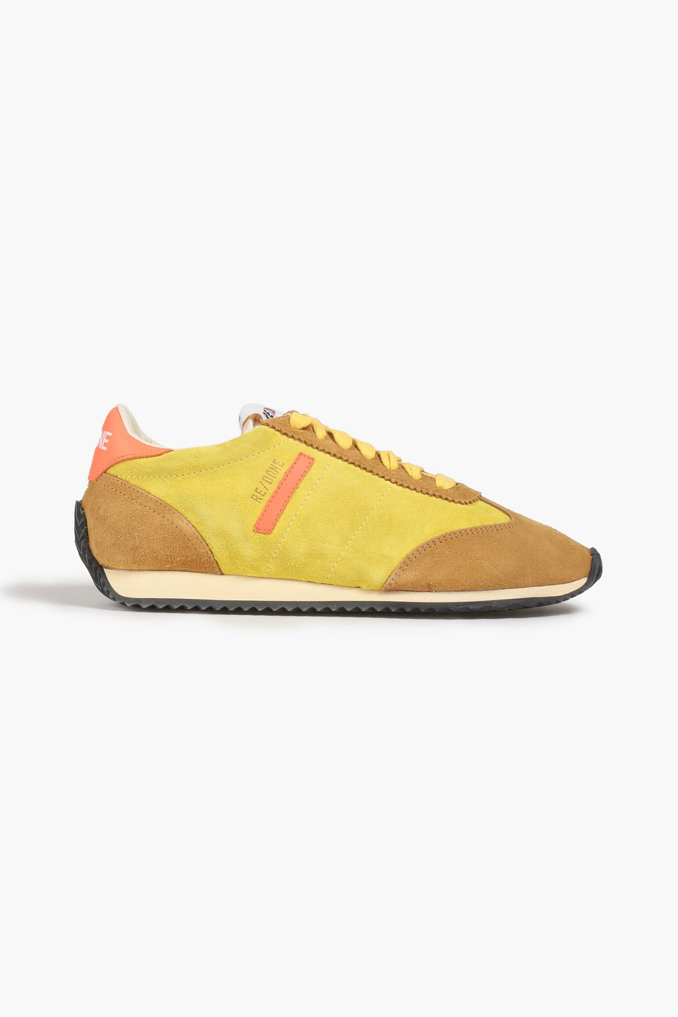 Re/done 70s Runner Suede-trimmed Shell Trainers In Yellow