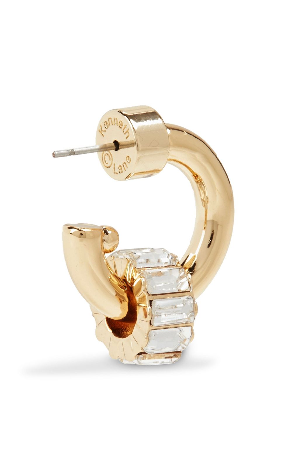 KENNETH JAY LANE Gold-tone crystal hoop earrings