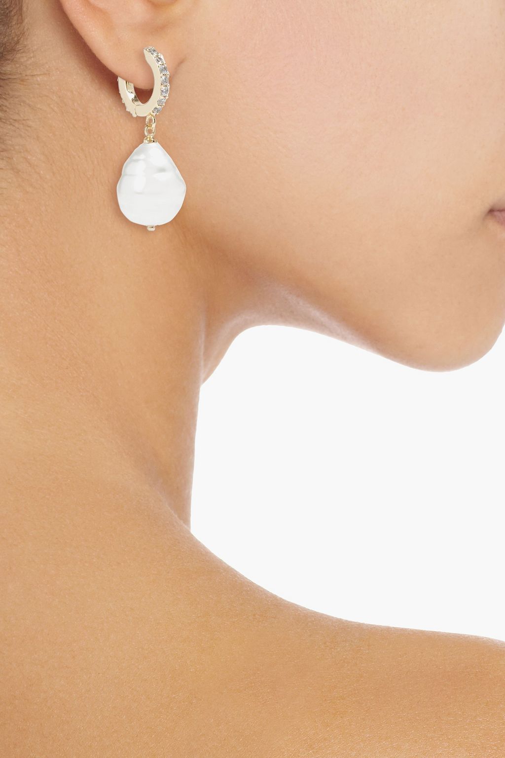 KENNETH JAY LANE Gold-tone, crystal and faux pearl earrings