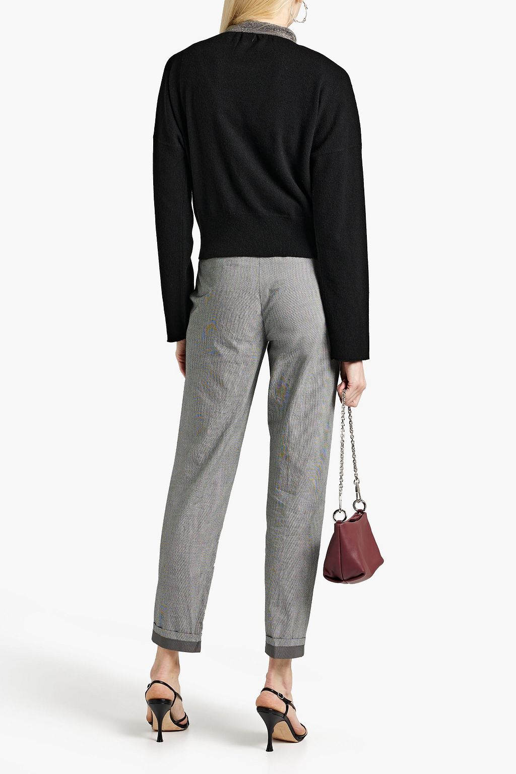 FABIANA FILIPPI Cropped houndstooth cotton straight-leg pants