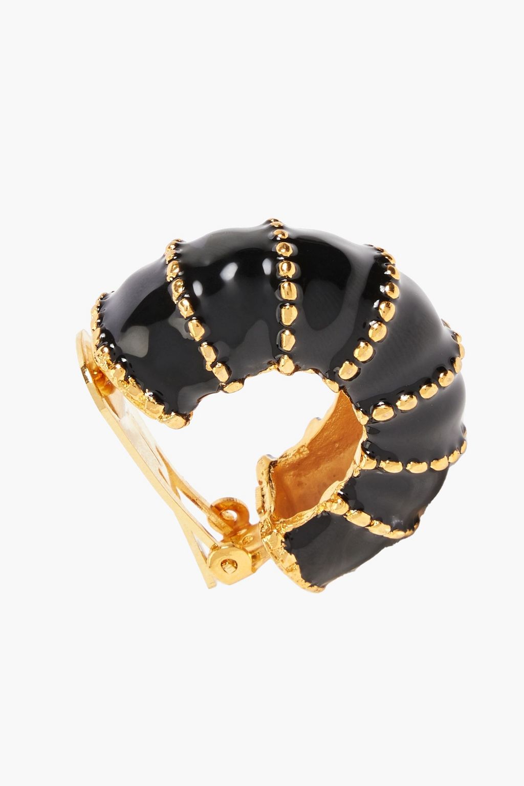 KENNETH JAY LANE Gold-tone enamel clip hoop earrings