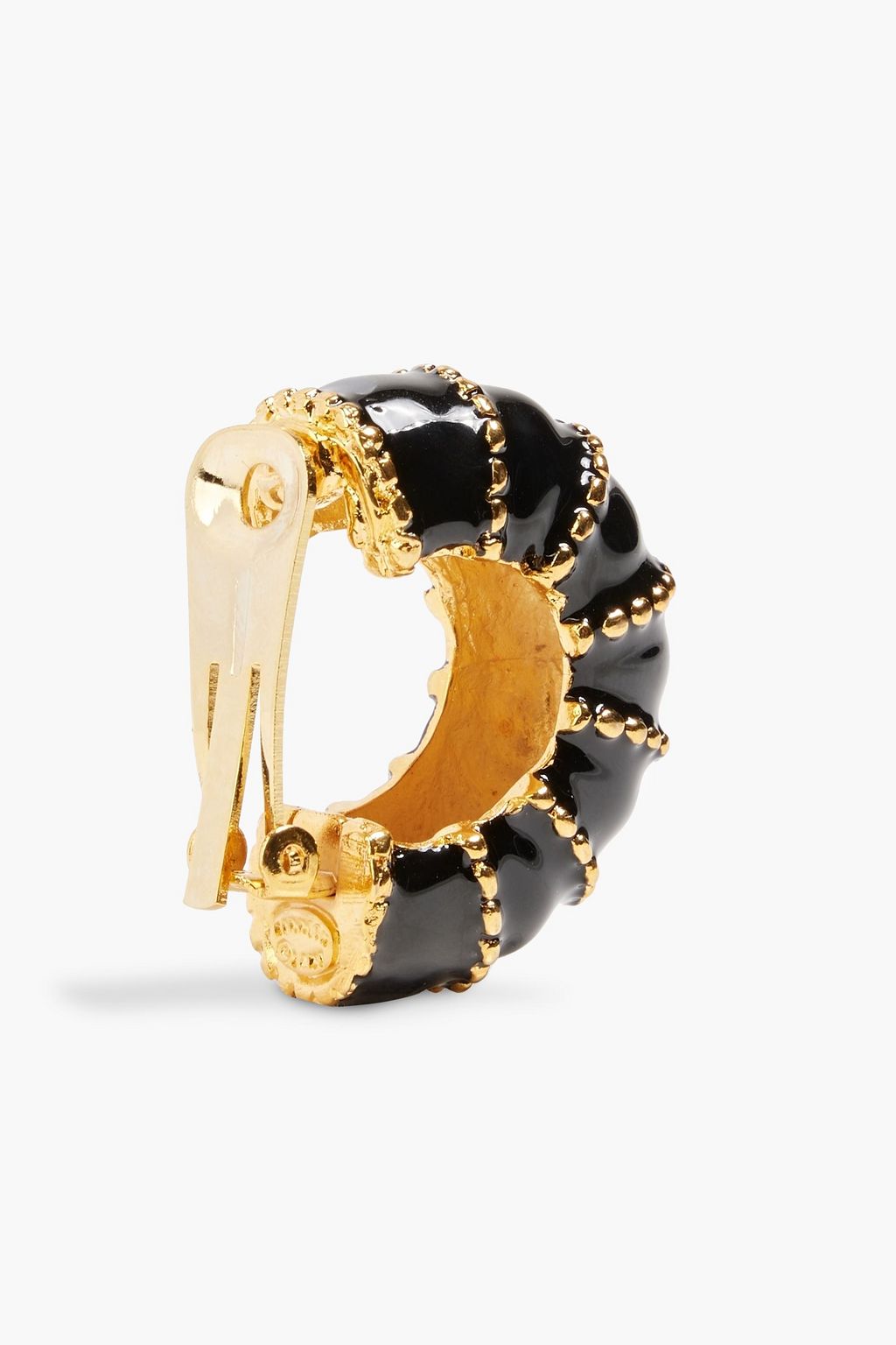 KENNETH JAY LANE Gold-tone enamel clip hoop earrings