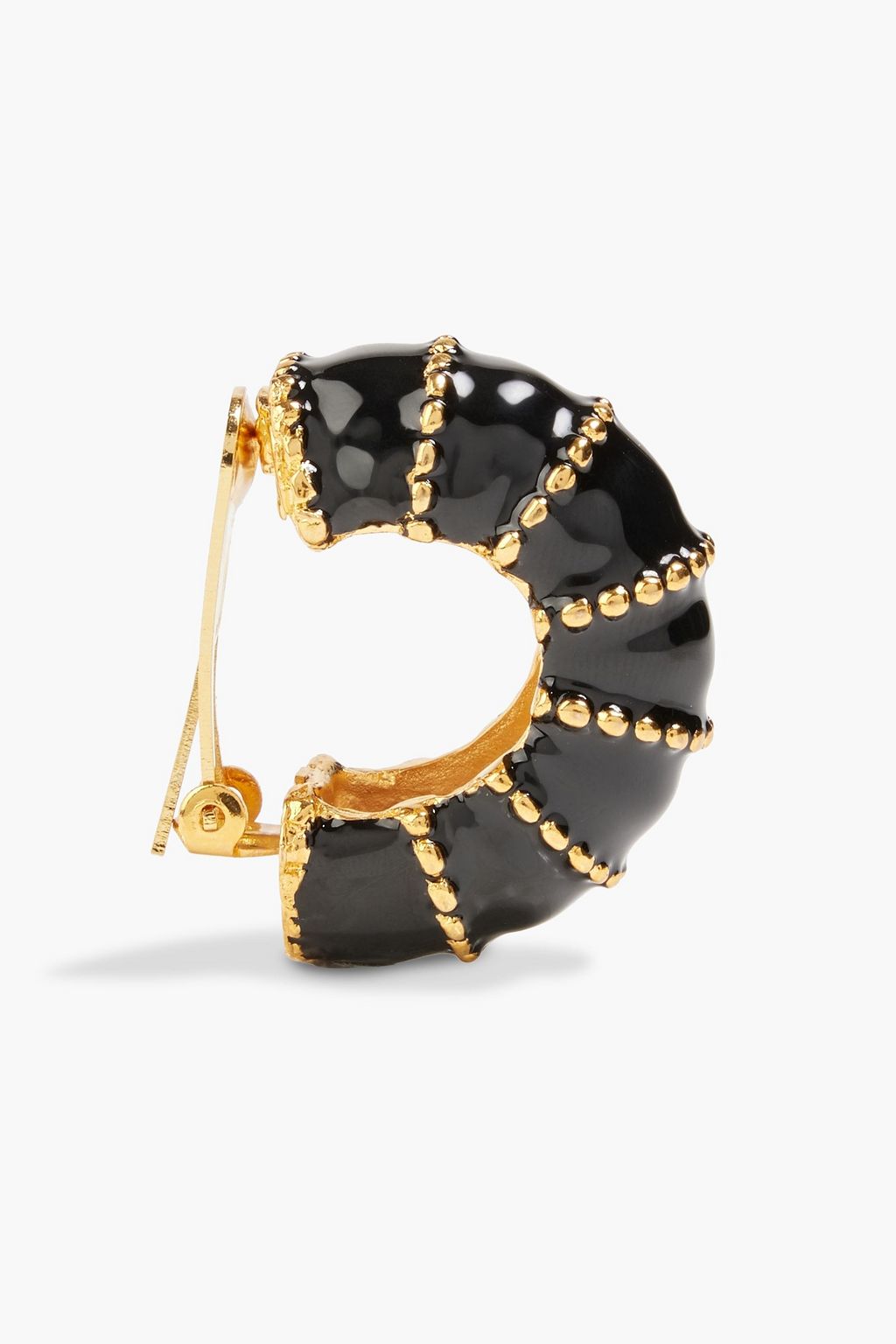 KENNETH JAY LANE Gold-tone enamel clip hoop earrings