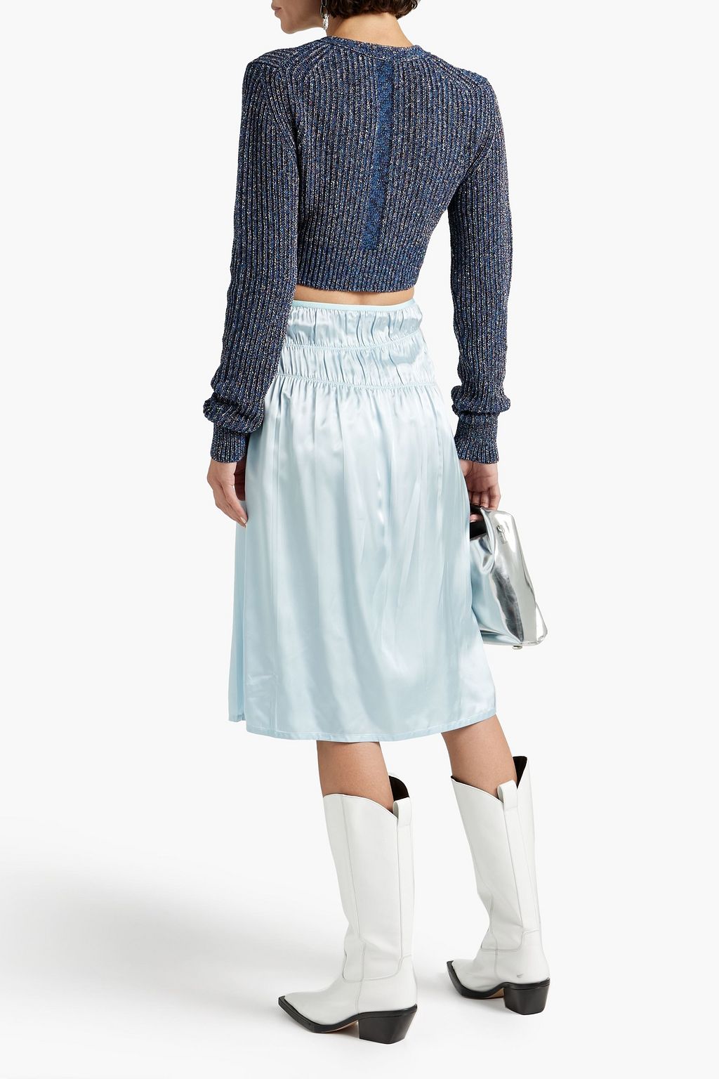 HELMUT LANG Cropped Donegal cotton-blend cardigan