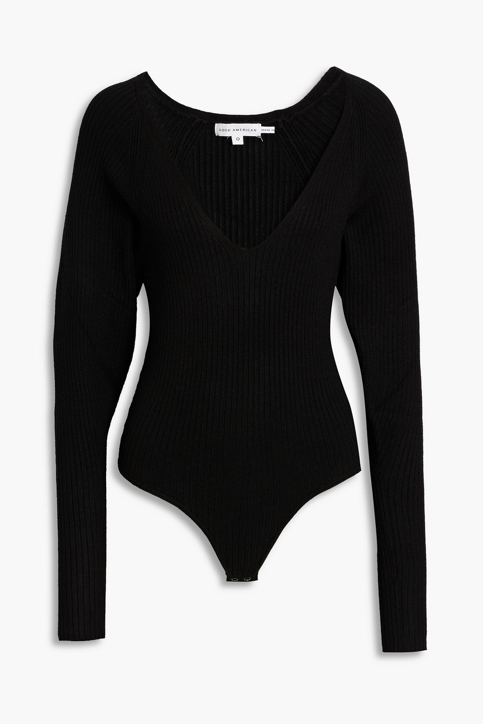 Good American Ribbed-knit Bodysuit In Black