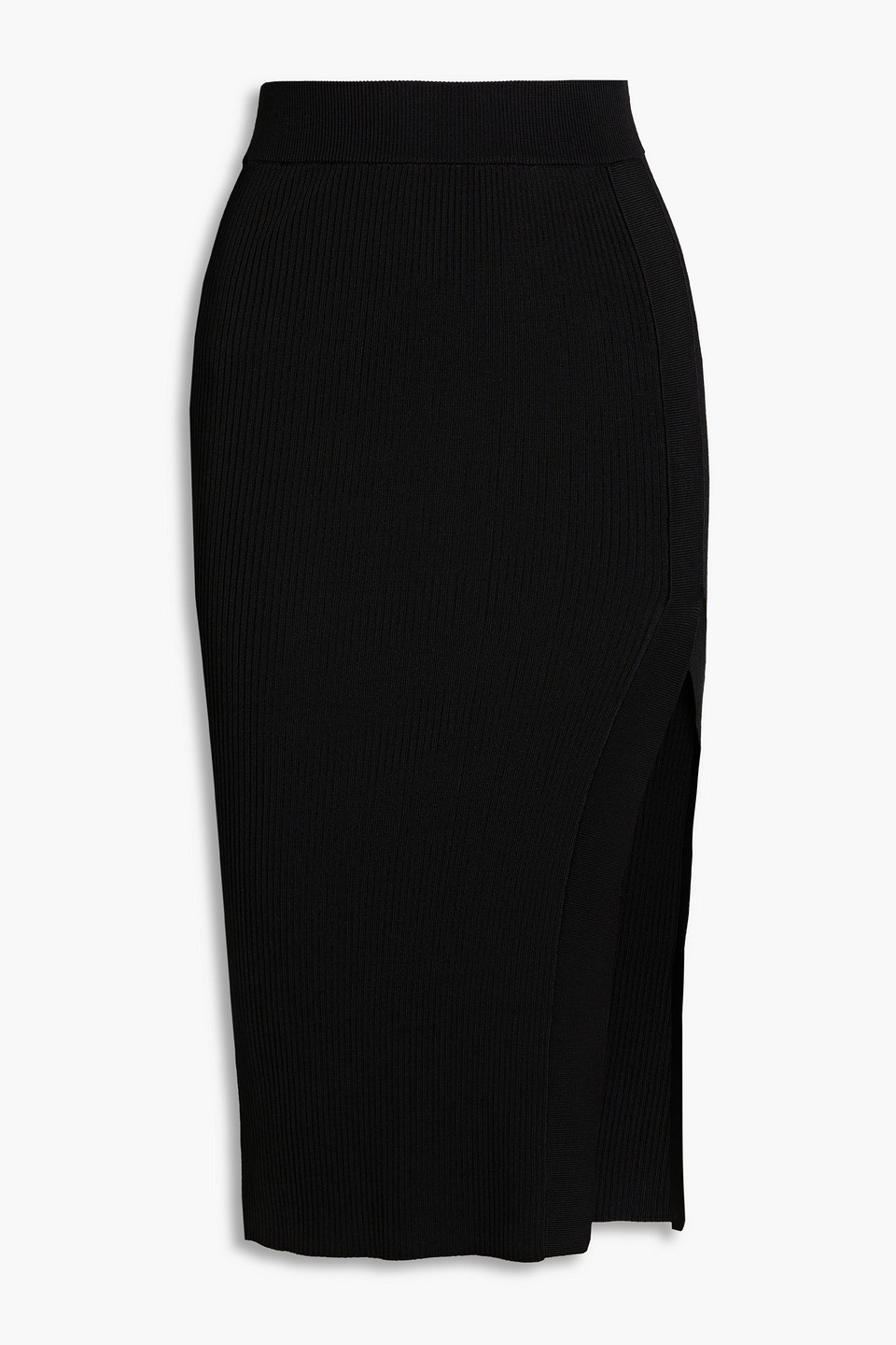 good american - ribbed-knit midi skirt - black - 3