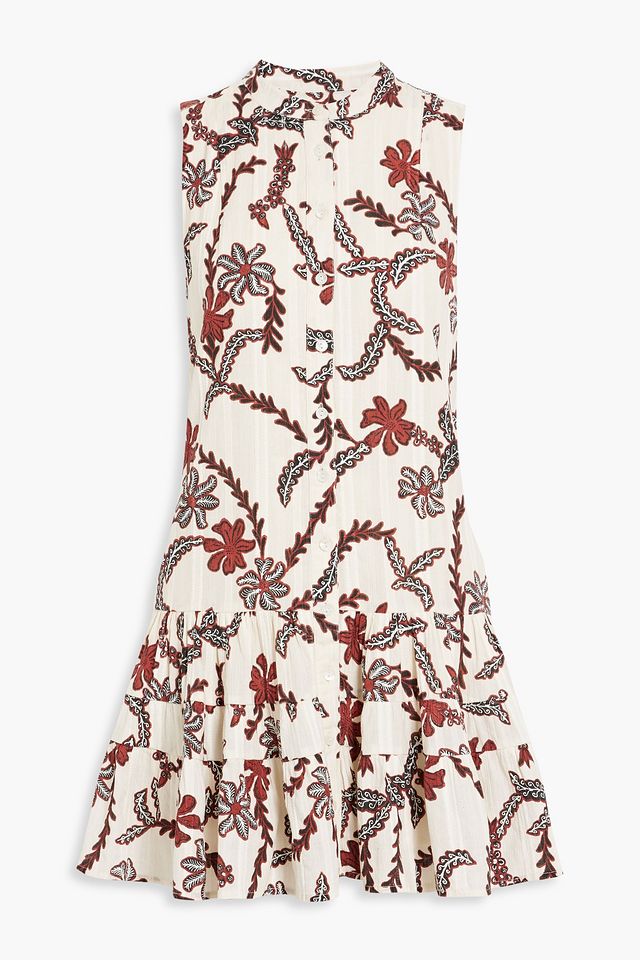 Alaga tiered floral-print cotton-jacquard mini dress