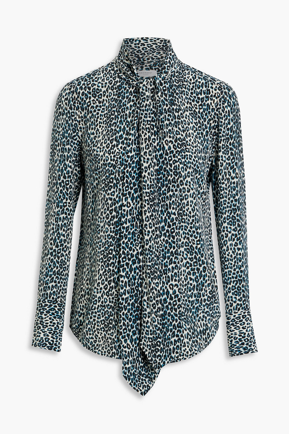 equipment - luis tie-neck leopard-print silk crepe blouse - animal print - l