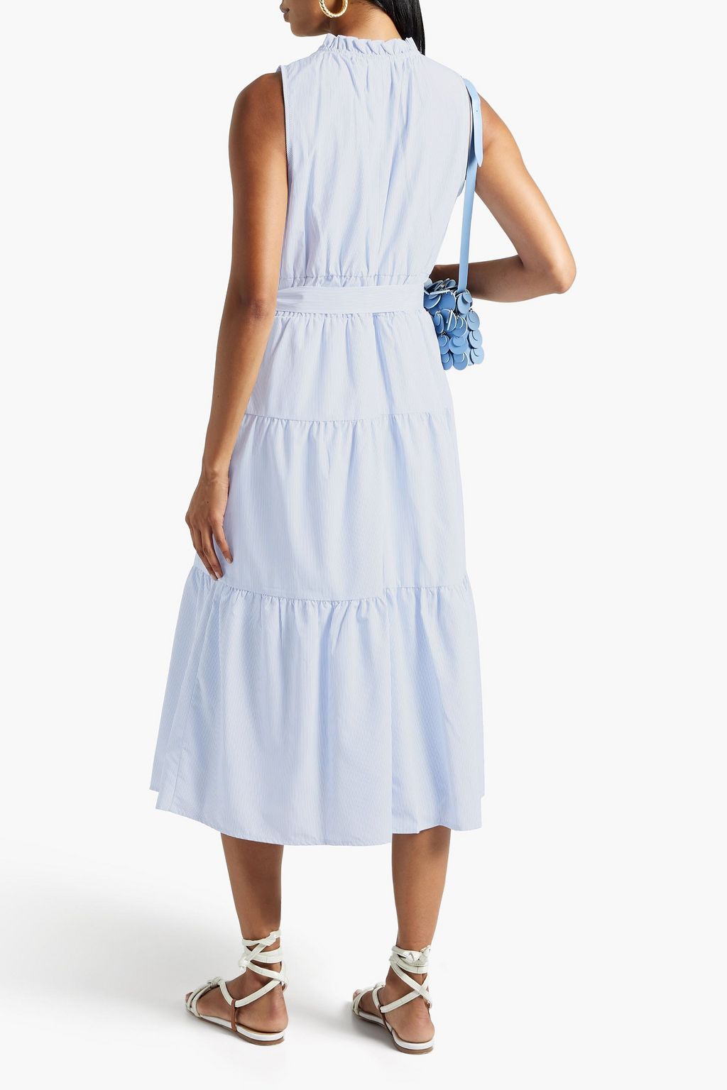 DKNY Tiered striped poplin midi dress