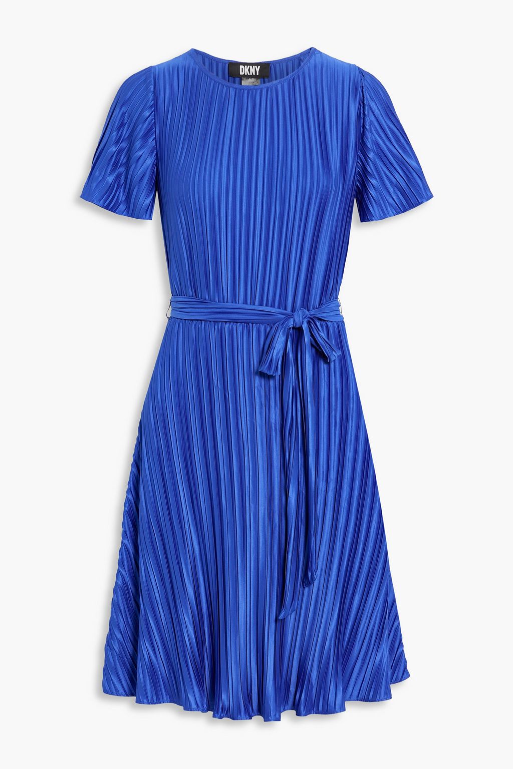 DKNY Belted plissé-satin dress | THE OUTNET