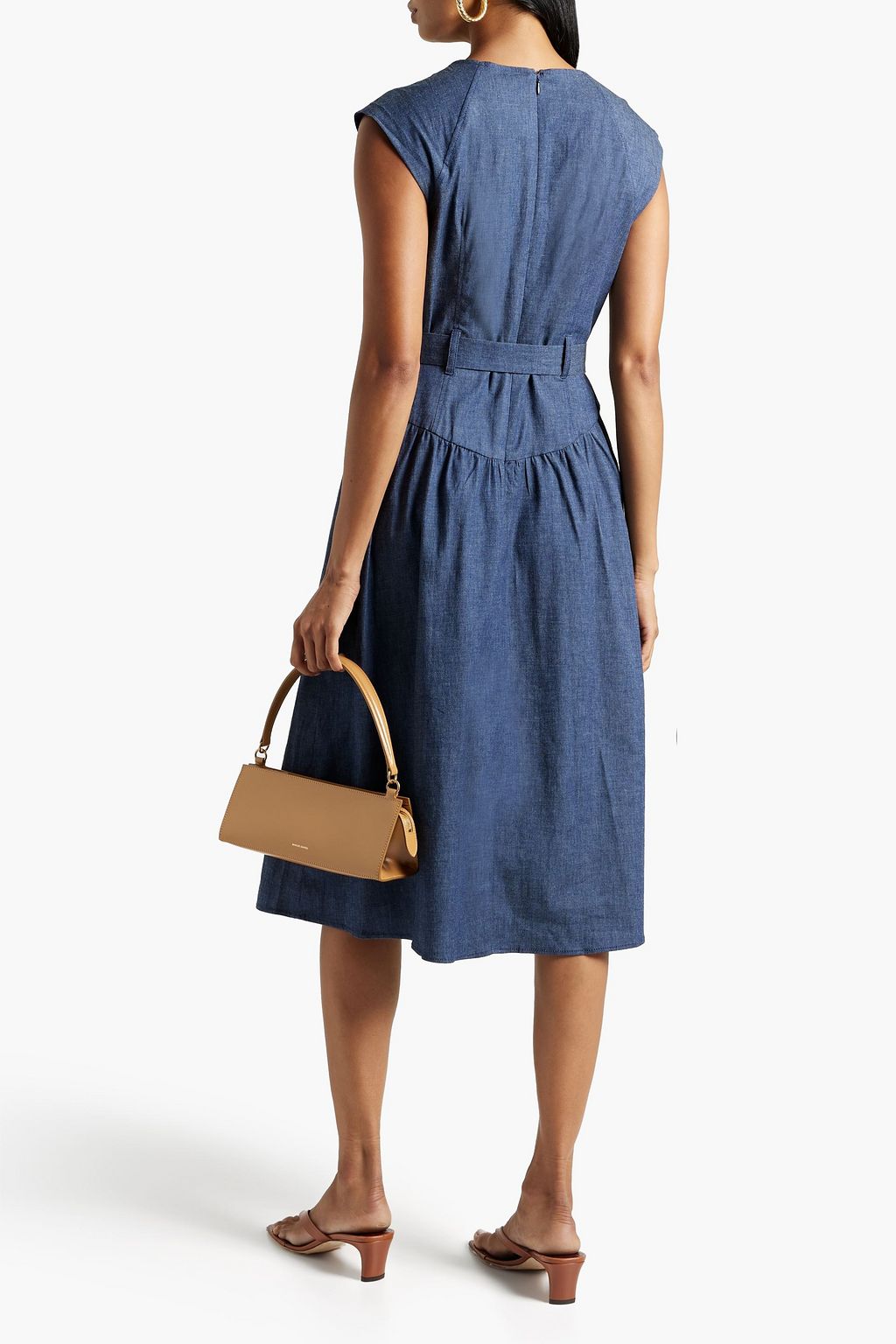 DKNY Belted cottonblend chambray midi dress THE